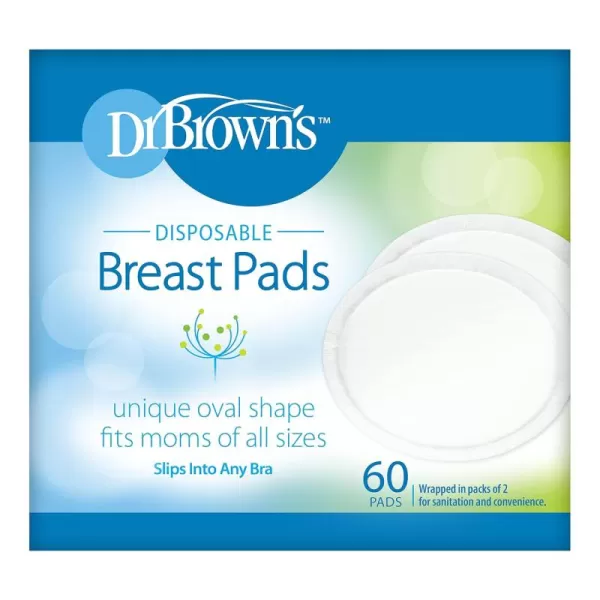 Dr. Brown's Disposable One-Use Absorbent Breast Pads for Breastfeeding and Leaking - 60pk