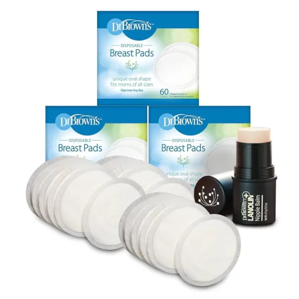 Dr. Brown's Disposable One-Use Absorbent Breast Pads for Breastfeeding and Leaking - 60pk