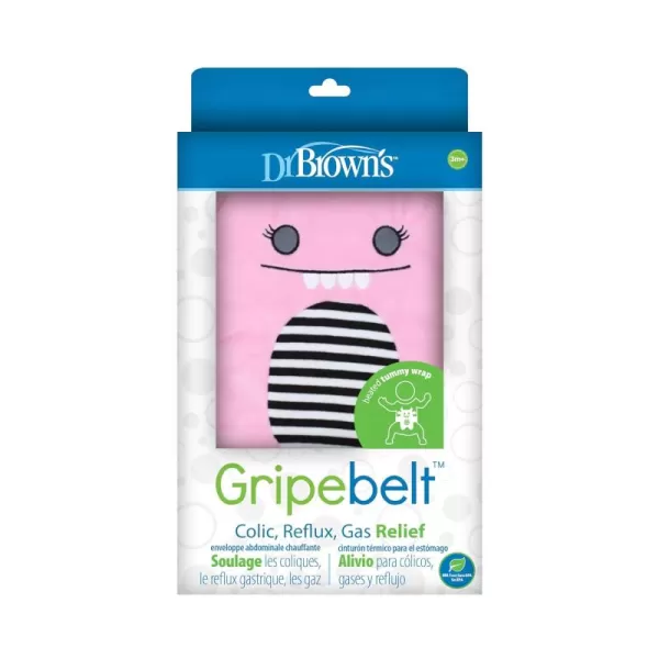 Dr. Brown's Gripebelt for Colic Relief,Heated Tummy Wrap,Baby Swaddling Belt for Gas Relief,Natural Relief for Upset Stomach in Babies and Toddlers,Pink Monster