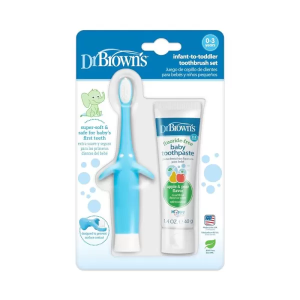 Dr. Brown's Infant-to-Toddler Toothbrush, Elephant, Mint, 0-3 Years