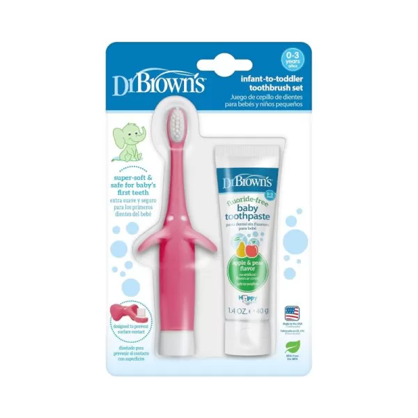 Dr. Brown's Infant-to-Toddler Toothbrush, Elephant, Mint, 0-3 Years