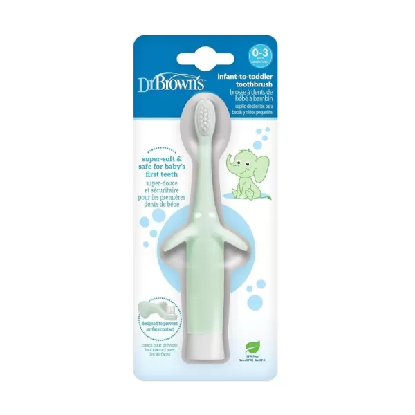 Dr. Brown's Infant-to-Toddler Toothbrush, Elephant, Mint, 0-3 Years