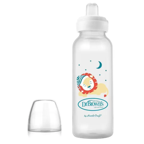 Dr. Brown's Milestones Narrow Sippy Bottle, 100% Silicone Soft Sippy Spout, 8oz/250mL, Flamingo, 6m+