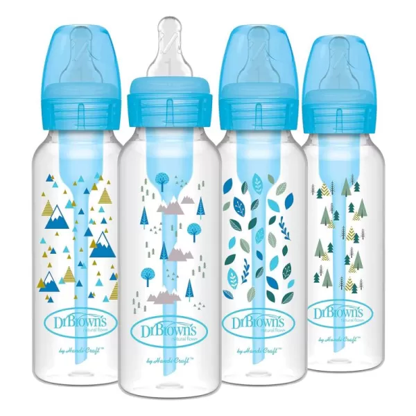 Dr. Brown's Natural Flow Anti-Colic Options+ Narrow Baby Bottles 8 oz/250 mL, with Level 1 Slow Flow Nipple, 4 Pack, Dream Adventure, 0m+