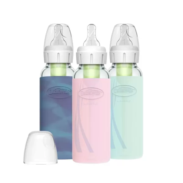 Dr. Brown's Natural Flow Anti-Colic Options+ Narrow Glass Baby Bottle 8 oz/250 mL, with Level 1 Slow Flow Nipple, 2 Pack, 0m+