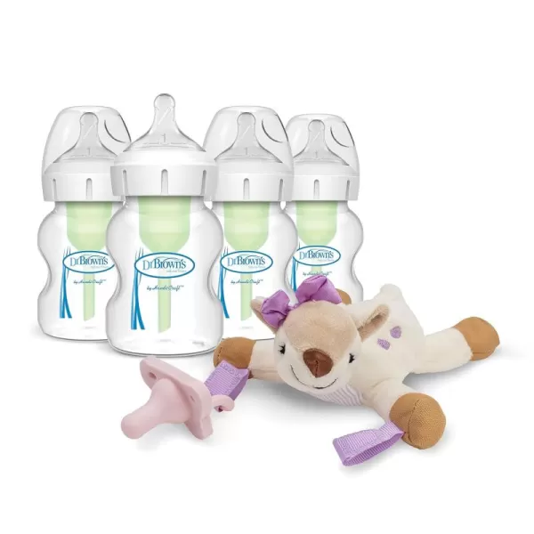 Dr. Brown's Natural Flow Anti-Colic Options+ Wide-Neck Baby Bottles 9 oz/270 mL,with Level 1 Slow Flow Nipple,4 Count,0m+