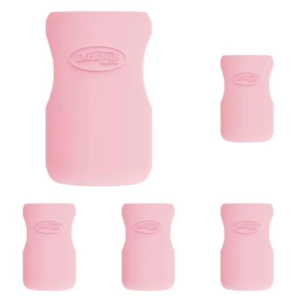 Dr. Brown's Natural Flow Options+ Glass Baby Bottle Sleeves,100% Silicone,5 oz,Wide-Neck,Glow in the Dark