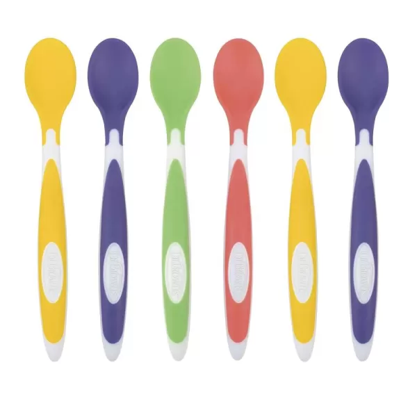 Dr. Brown's Soft-Tip Toddler Spoons with Long Handle for Baby-Led Weaning, BPA Free - 6-Pack