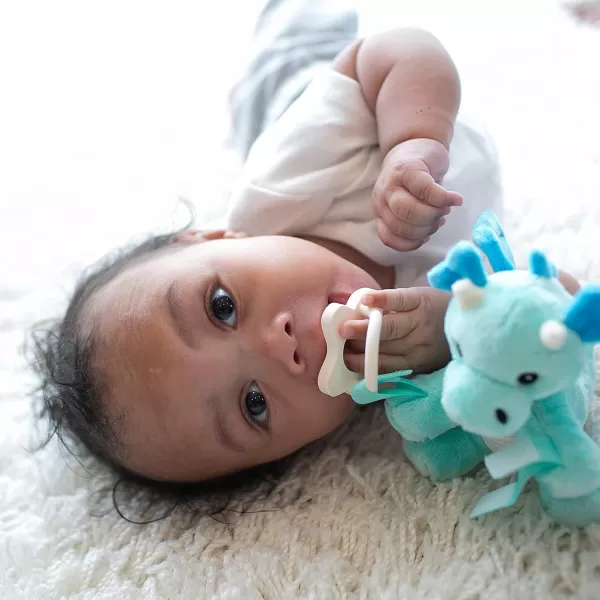 Dr. Brown’s Flexees Beaded Teether Rings and Bunny, 100% Silicone, Soft &amp; Easy to Hold, Encourages Self-Soothe, 4-Pack, Pink, White, Gray, BPA Free, 3m+