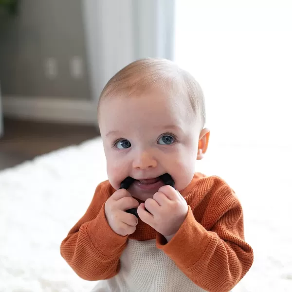 Dr. Brown’s Flexees Beaded Teether Rings and Bunny, 100% Silicone, Soft &amp; Easy to Hold, Encourages Self-Soothe, 4-Pack, Pink, White, Gray, BPA Free, 3m+