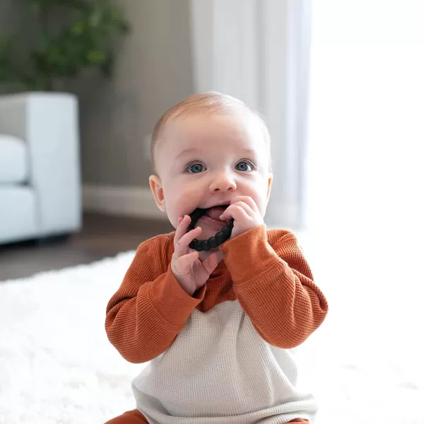 Dr. Brown’s Flexees Beaded Teether Rings and Bunny, 100% Silicone, Soft &amp; Easy to Hold, Encourages Self-Soothe, 4-Pack, Pink, White, Gray, BPA Free, 3m+