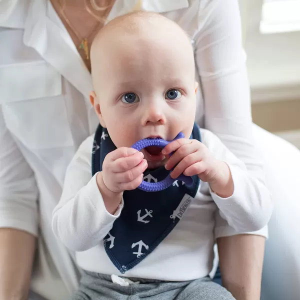 Dr. Brown’s Flexees Beaded Teether Rings and Bunny Teether, 100% Silicone, Soft &amp; Easy to Hold, Encourages Self-Soothe, 4-Pack, Blue, Light Blue, Black, BPA Free, 3m+