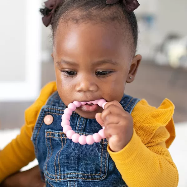 Dr. Brown’s Flexees Beaded Teether Rings and Bunny Teether, 100% Silicone, Soft &amp; Easy to Hold, Encourages Self-Soothe, 4-Pack, Blue, Light Blue, Black, BPA Free, 3m+