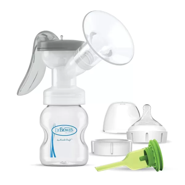 Dr. Brown’s Lanolin + Nipple Balm with Manual Breast Pump with SoftShape Silicone Shields and Anti-Colic Baby Bottle