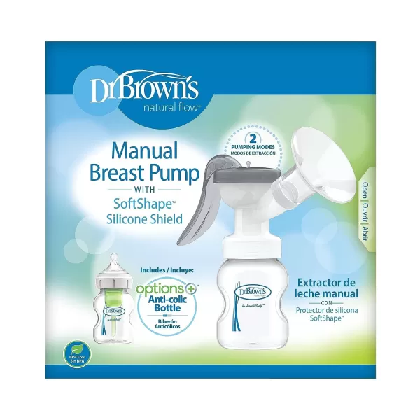 Dr. Brown’s Lanolin + Nipple Balm with Manual Breast Pump with SoftShape Silicone Shields and Anti-Colic Baby Bottle