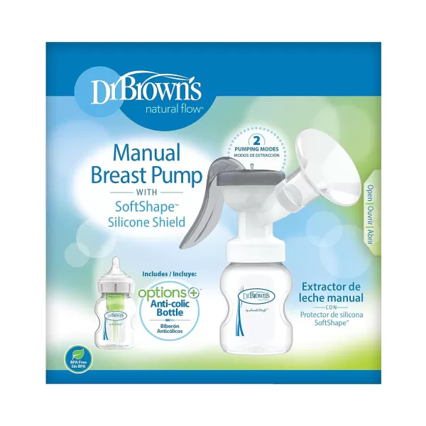 Dr. Brown’s Lanolin + Nipple Balm with Manual Breast Pump with SoftShape Silicone Shields and Anti-Colic Baby Bottle