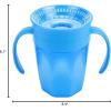 imageDr Browns Milestones Cheers 360 Cup Spoutless Transition Cup with Handles for Easy Grip ampamp LeakFree Learning Pink 7oz200mL 6m Colors May Vary1 Pack  7 oz  Blue with Handles