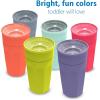 imageDr Browns Milestones Cheers 360 Cup Spoutless Transition Cup with Handles for Easy Grip ampamp LeakFree Learning Pink 7oz200mL 6m Colors May Vary2 Pack  10 oz  Pink  Green