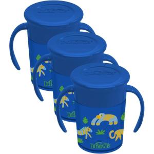 imageDr Browns Milestones Cheers 360 Cup Spoutless Transition Cup Travel Friendly ampamp LeakFree Sippy Cup Blue Alligator 10 oz300 mL7 oz  Blue Animals  3 Pack