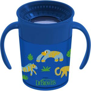 imageDr Browns Milestones Cheers 360 Cup Spoutless Transition Cup Travel Friendly ampamp LeakFree Sippy Cup Blue Alligator 10 oz300 mL7oz Cup with Handles  Blue Animals