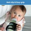 imageDr Browns Milestones Narrow Sippy Spout Bottle with 100 Silicone Handles EasyGrip Handles with Soft Sippy Spout 8oz250mL Black ampamp Ecru 2 Count Pack of 1 6m1 Pack  Gray