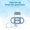 imageDr Browns Milestones WideNeck Sippy Spout Bottle with 100 Silicone Handles EasyGrip Handles with Soft Sippy Spout 9oz270mL Green ampamp Gray 2Pack 6m1 Pack  Light Blue