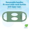 imageDr Browns Milestones WideNeck Sippy Spout Bottle with 100 Silicone Handles EasyGrip Handles with Soft Sippy Spout 9oz270mL Green ampamp Gray 2Pack 6m2 Pack  Green  Gray