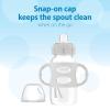 imageDr Browns Milestones WideNeck Sippy Spout Bottle with 100 Silicone Handles EasyGrip Handles with Soft Sippy Spout 9oz270mL Green ampamp Gray 2Pack 6m2 Pack  Green  Gray