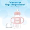 imageDr Browns Milestones WideNeck Sippy Spout Bottle with 100 Silicone Handles EasyGrip Handles with Soft Sippy Spout 9oz270mL Green ampamp Gray 2Pack 6m2 Pack  Light Pink