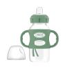 imageDr Browns Milestones WideNeck Sippy Spout Bottle with 100 Silicone Handles EasyGrip Handles with Soft Sippy Spout 9oz270mL Green ampamp Gray 2Pack 6m2 Pack  Green  Gray