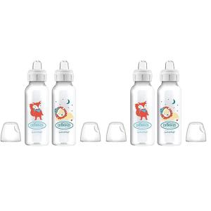 imageDr Browns Milestones Narrow Sippy Bottle 100 Silicone Soft Sippy Spout 8oz250mL Flamingo ampamp Bunny 6m4 Pack  Fox  Lion