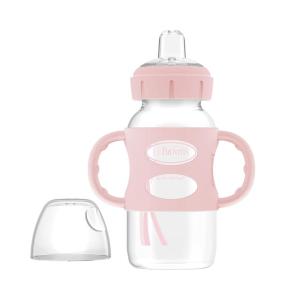 imageDr Browns Milestones WideNeck Sippy Spout Bottle with 100 Silicone Handles EasyGrip Handles with Soft Sippy Spout 9oz270mL Green ampamp Gray 2Pack 6m1 Pack  Light Pink