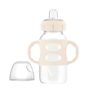 imageDr Browns Milestones WideNeck Sippy Spout Bottle with 100 Silicone Handles EasyGrip Handles with Soft Sippy Spout 9oz270mL Green ampamp Gray 2Pack 6m1 Pack  Ecru
