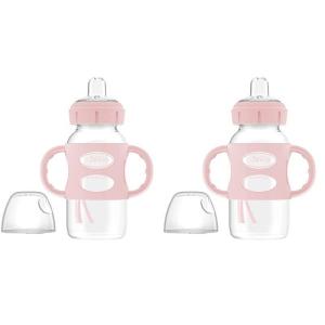 imageDr Browns Milestones WideNeck Sippy Spout Bottle with 100 Silicone Handles EasyGrip Handles with Soft Sippy Spout 9oz270mL Green ampamp Gray 2Pack 6m2 Pack  Light Pink