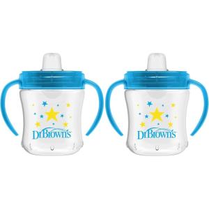 imageDr Browns Transition Sippy Cup with Soft Spout  Pink  6oz  6m2 Pack  6 oz  Blue