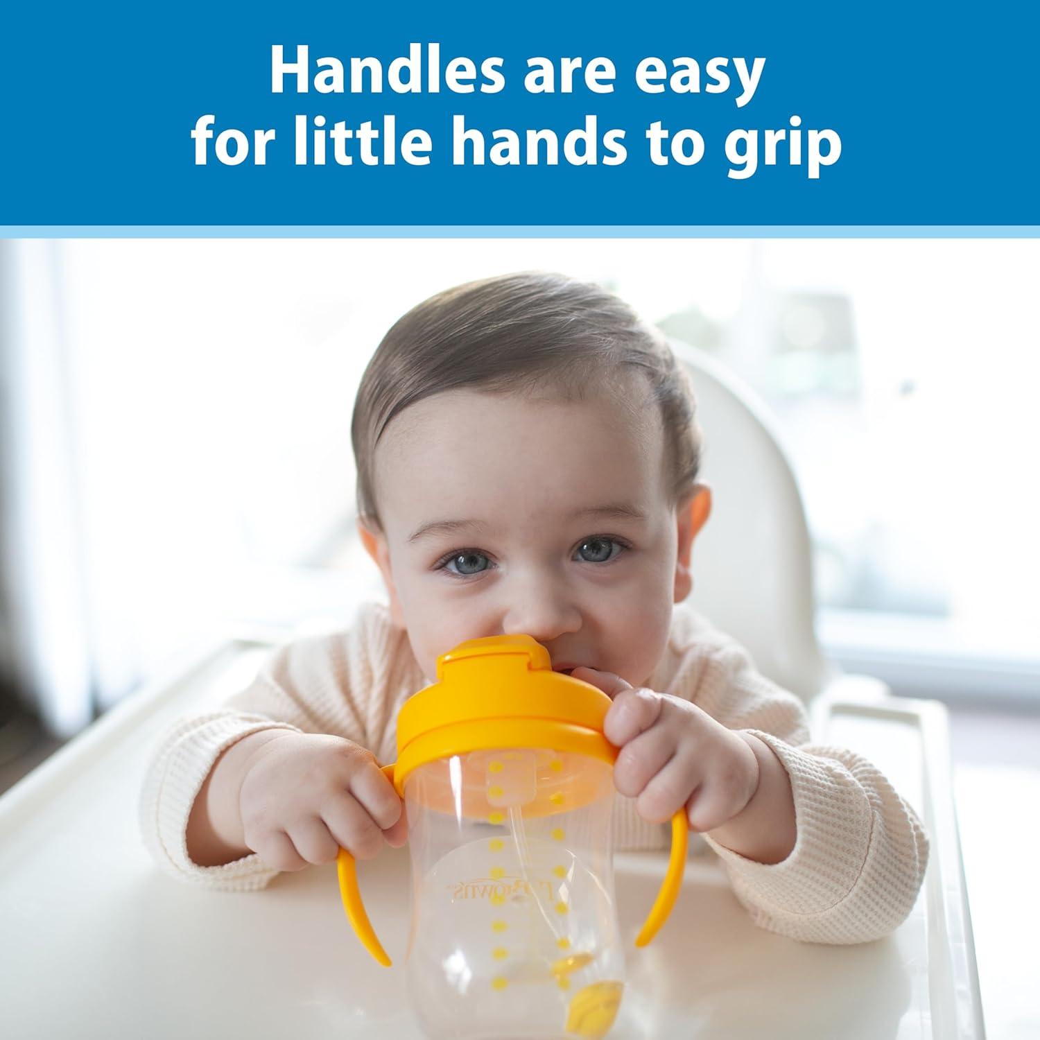 imageDr Browns Milestones Babys First Straw Cup Training Cup with Weighted Straw 9oz270mL Coral BPA Free 6mDark Blue  Vintage Yellow