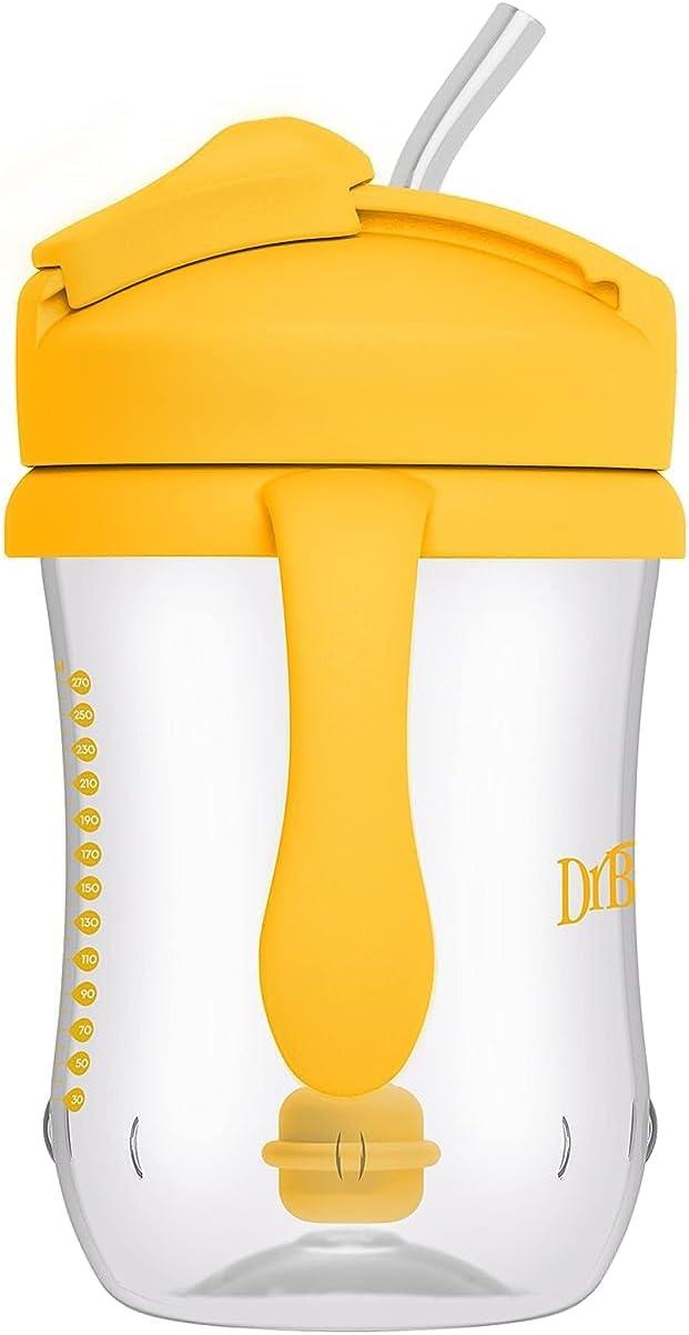 imageDr Browns Milestones Babys First Straw Cup Training Cup with Weighted Straw 9oz270mL Coral BPA Free 6mVintage Yellow