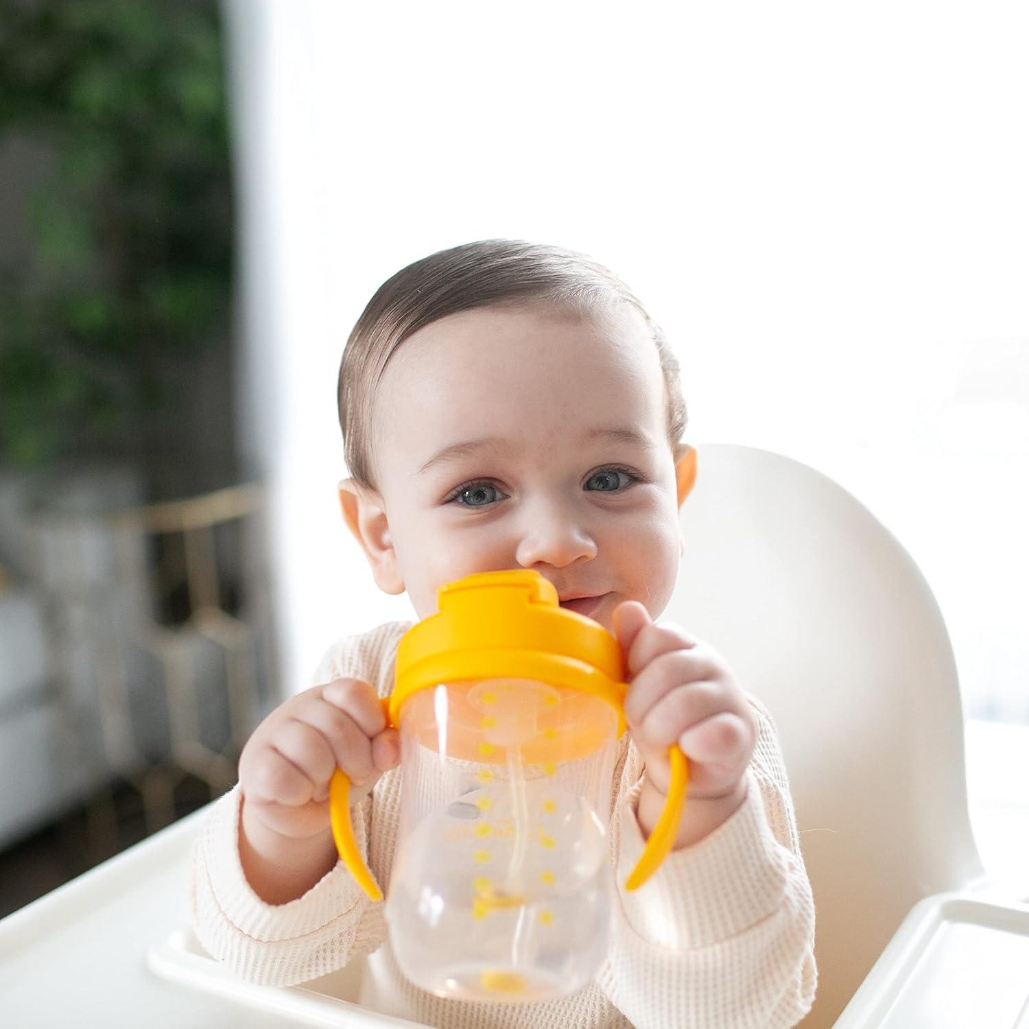 imageDr Browns Milestones Babys First Straw Cup Training Cup with Weighted Straw 9oz270mL Coral BPA Free 6mVintage Yellow