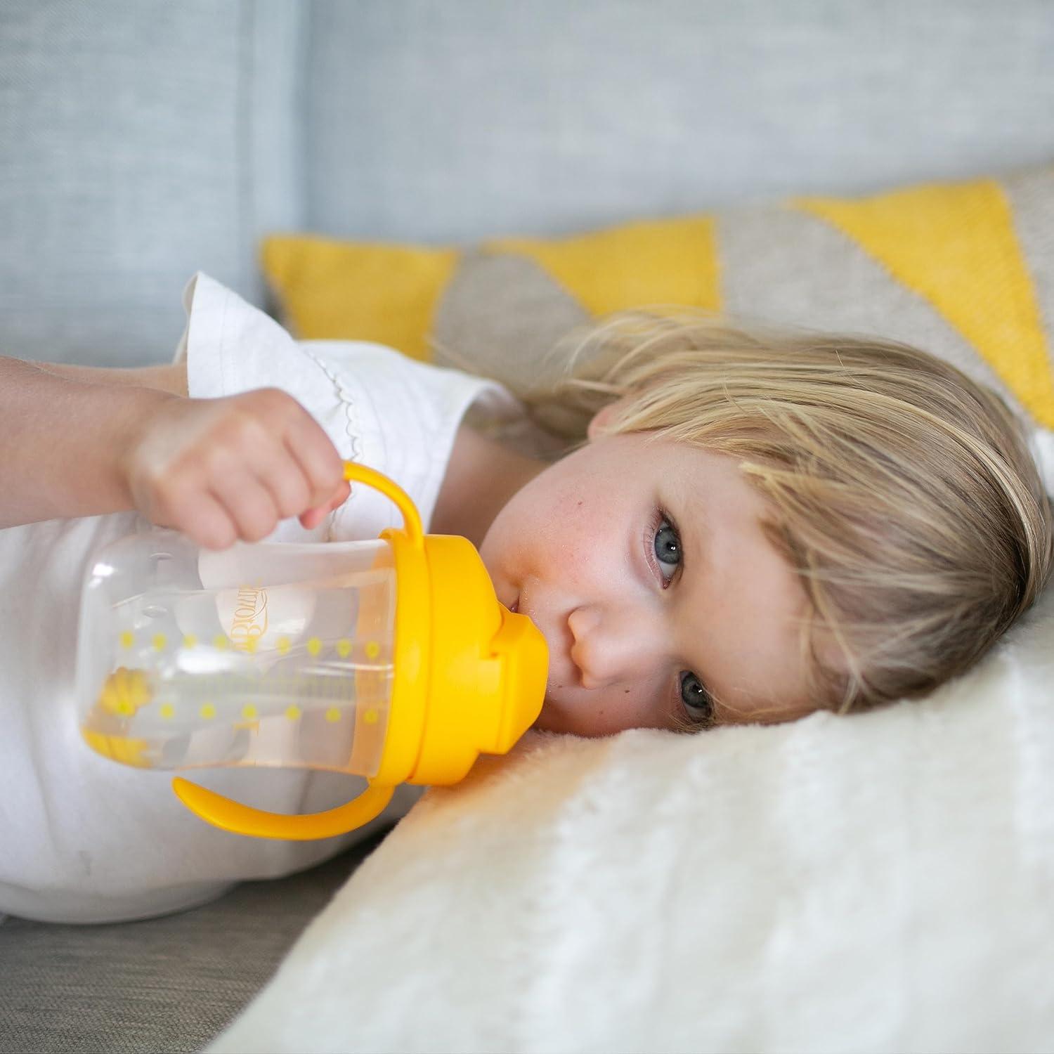 imageDr Browns Milestones Babys First Straw Cup Training Cup with Weighted Straw 9oz270mL Coral BPA Free 6mVintage Yellow
