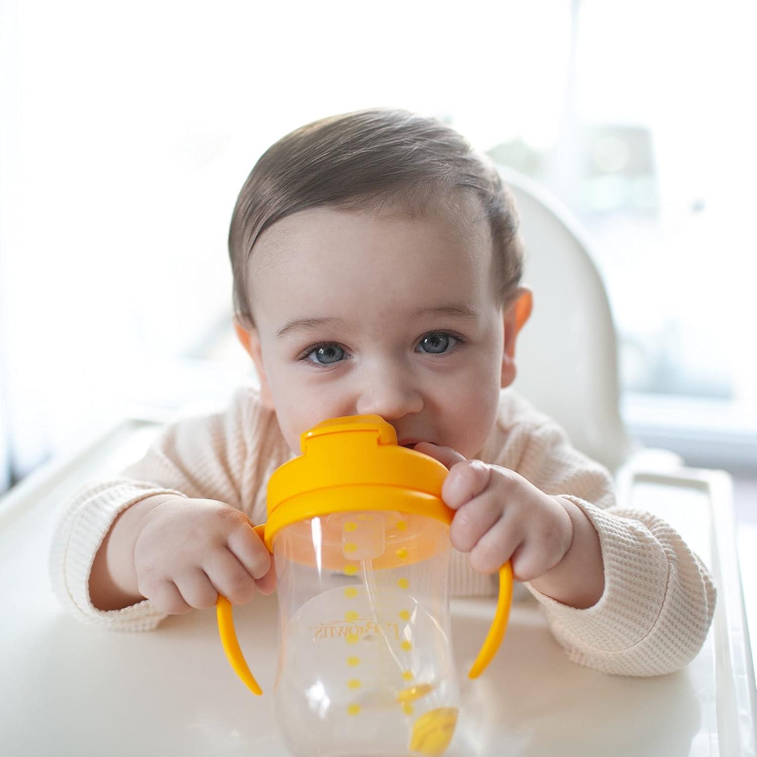 imageDr Browns Milestones Babys First Straw Cup Training Cup with Weighted Straw 9oz270mL Coral BPA Free 6mVintage Yellow