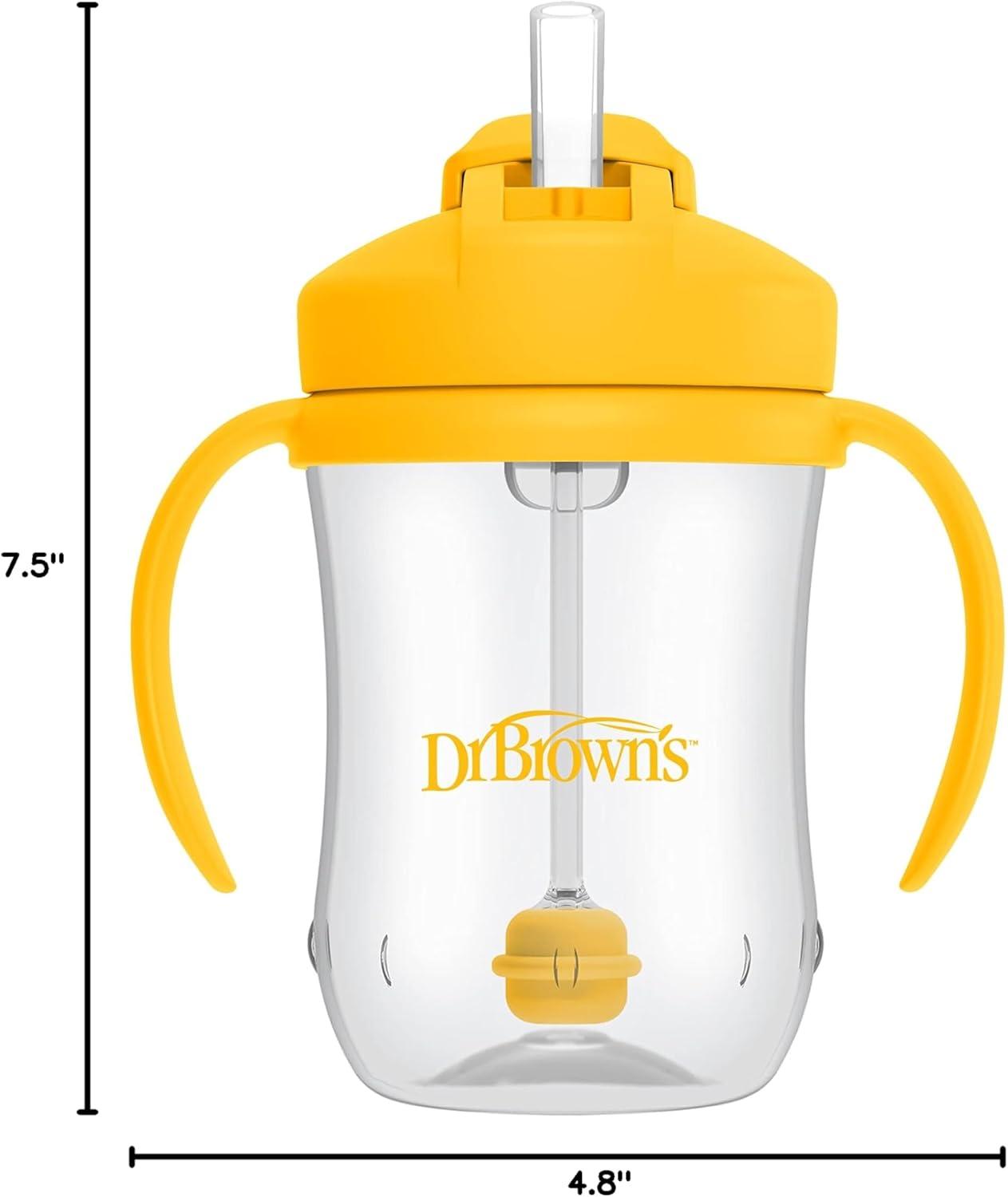 imageDr Browns Milestones Babys First Straw Cup Training Cup with Weighted Straw 9oz270mL Coral BPA Free 6mVintage Yellow