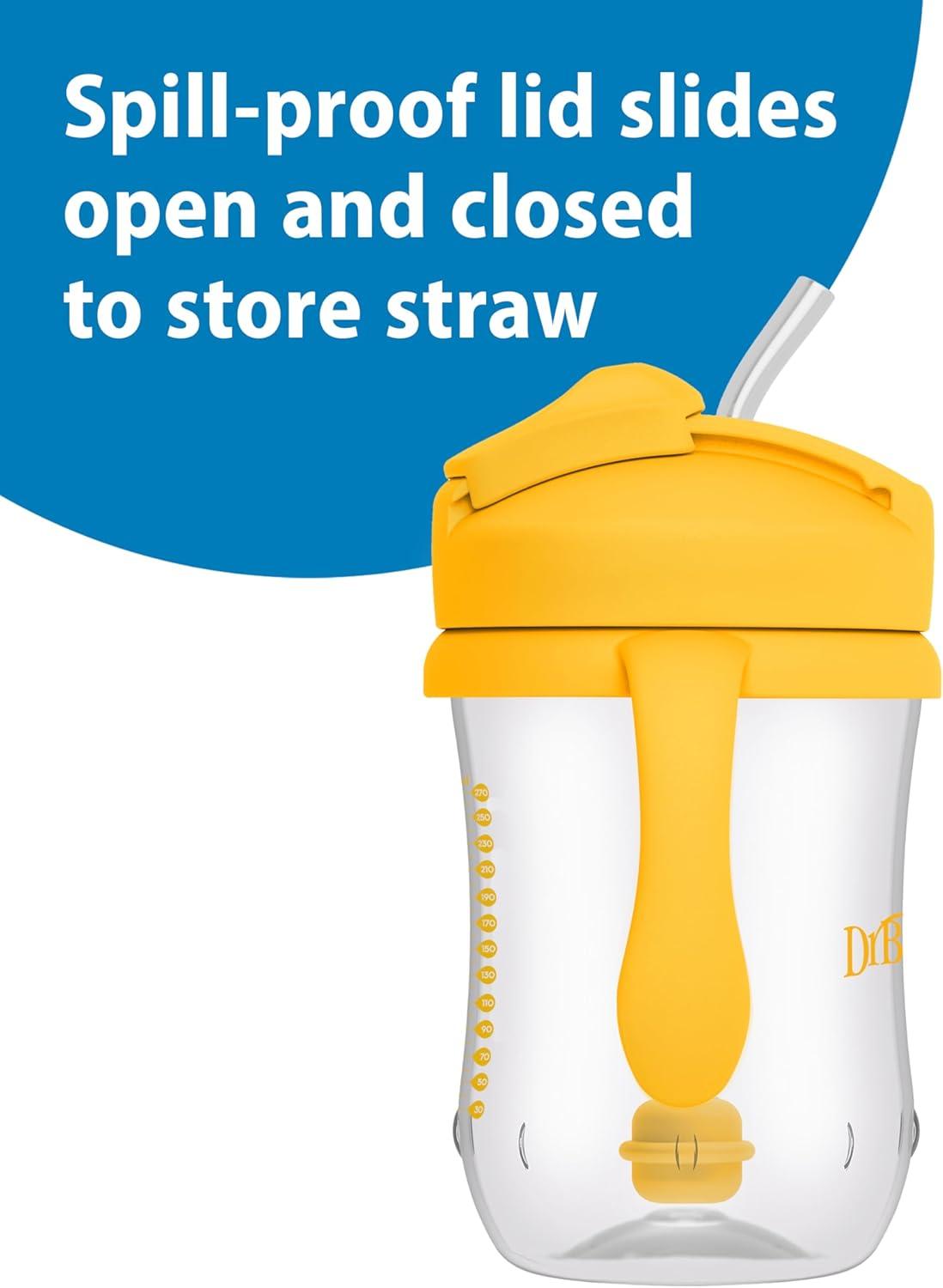 imageDr Browns Milestones Babys First Straw Cup Training Cup with Weighted Straw 9oz270mL Coral BPA Free 6mVintage Yellow