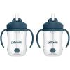 imageDr Browns Milestones Babys First Straw Cup Training Cup with Weighted Straw 9oz270mL Coral BPA Free 6mDark Blue