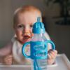 imageDr Browns Milestones Narrow Sippy Straw Bottle SpillProof with 100 Silicone Handles and Weighted Straw 8 oz250 mL Blue 6m1 Count Pack of 2