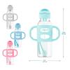 imageDr Browns Milestones Narrow Sippy Straw Bottle SpillProof with 100 Silicone Handles and Weighted Straw 8 oz250 mL Blue 6m1 Count Pack of 2