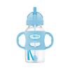 imageDr Browns Milestones WideNeck Sippy Straw Bottle with 100 Silicone Handles and Weighted Straw 9 oz270 mL Green 6mGray  Blue