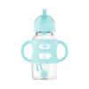 imageDr Browns Milestones WideNeck Sippy Straw Bottle with 100 Silicone Handles and Weighted Straw 9 oz270 mL Green 6mGray  Green