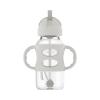 imageDr Browns Milestones WideNeck Sippy Straw Bottle with 100 Silicone Handles and Weighted Straw 9 oz270 mL Green 6mGray  Pink