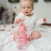 imageDr Browns Milestones WideNeck Sippy Straw Bottle with 100 Silicone Handles and Weighted Straw 9 oz270 mL Green 6mGray  Pink