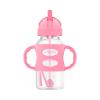 imageDr Browns Milestones WideNeck Sippy Straw Bottle with 100 Silicone Handles and Weighted Straw 9 oz270 mL Green 6mPink